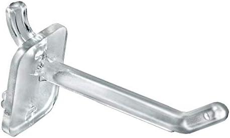 Azar Displays 800002-C Pack of 50 Clear Pegboard Hooks - 2” Pegboard Hook Set - Polycarbonate Plastic Hooks for Retail