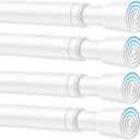 4 Pack Spring Tension Curtain Rod 32.5 to 58 inch Adjustable Curtain Rods No Drilling Spring Loaded Curtain Rods for Windows Doors, White