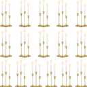 48Pack 16 Sets Brass Gold Metal Taper Candle Holders Candlestick Holders - Candle Holder for Halloween Decorations erfect for Table Centerpiece Mantel Party Wedding Christmas Home Decor (48)