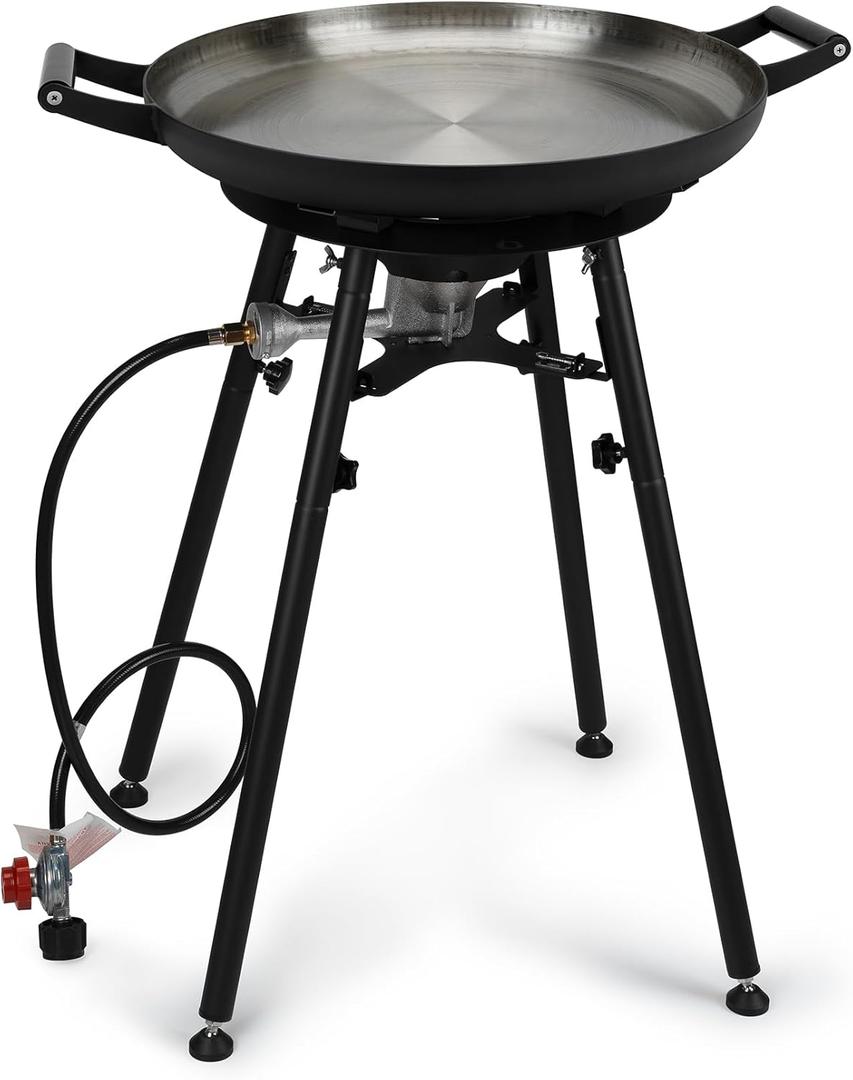 ONLYFIRE GRILLS Propane Paella Burner Stand Set with 21" Paella Pan, GS300 | Portable Outdoor Propane Burner, Discada Cooker Skottle Kit for Patio Backyard Camping Tailgating RV, 4FT Hose, 60000BTU