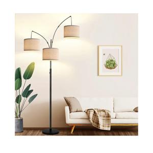 Dimmable Floor Lamp  3 Lights Arc Floor Lamps for Living Room, 1000LM Modern Tall Standing Lamp With Beige Shades & Heavy Base, Mid Century Tree Floor Lamp for Bedroom Office, 3 LED Bulbs Included