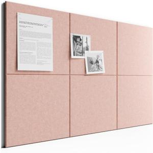 Bumusty Large Cork Board 36" x 24" Alternative - 6 Pack Felt Wall Tiles with 40 Safe Removable Adhesive Tabs, 30 Pushpins, Cork Boards for Walls Pin Board Bulletin Board Office Decor (Pink)