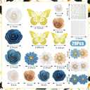 Thiccywoov 43 Pcs Graduation Cap Decorations Kit Includes Artificial Flowers Faux Flower Heads 3D Butterfly Stickers Pearl Rhinestones Glitter Stickers for Grad Cap Topper DIY Graduation Gift(Blue)