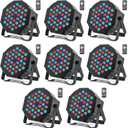 U`King LED Par Lights DJ Stage Light RGB 36 LED with Sound Activated Remote Control DJ Uplighting for Wedding Party Club Christmas Stage Lighting (8 Packs)