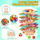 Montessori Wooden Board Game, 42 Colorful Sticks Dice Games for Kids 3 4 5 6 Years, Math Learning Toys Fine Motor Skills & Counting Educational Toy, Family Travel Game Birthday Gifts for Boys Girls