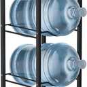 5 Gallon Water Jug Rack, 4 Tier Detachable Water Bottle Holder With Storage Shelf, Heavy Duty Water Jug Dispenser Stand Organizer for Kitchen, Office, Home, Black