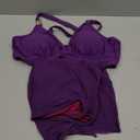 Blooming Jelly Womens High Wasited Bikini Sets Tummy Control Swimsuits Curvy Mesh Swim Skirt (Medium, Dark Purple)