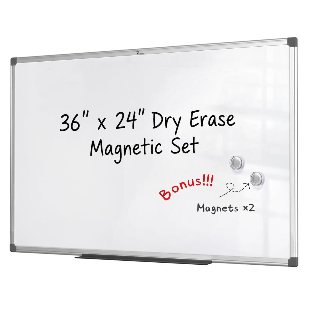 TOWON Magnetic Dry Erase Whiteboard 48x36 in, 4x3 ft, Silver Aluminum
