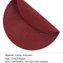 SHACOS Round Placemats Set of 6 for Dining Table 15 inch Round Braided Place Mats Washable Non Slip Kitchen Table Mats, Burgundy