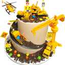 21-pieces mini construction vehicles Cake Decoration Tower Crane Set truck cake toppers construction birthday party supplies 6 PCS Construction Trucks Toys 14 Pieces Road Sign decorations