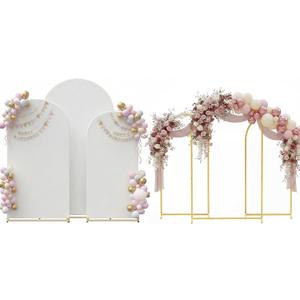 Set of 3 Metal Arch Backdrop Stand with Cover Set, (8FT, 7.2FT, 6.6FT Wedding Arch and Cover Set), Backdrop Arch for Party, Baby Shower, Birthday, and Graduation Ceremony
