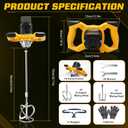 1000W Concrete Mixer 6-Speed M14 for Dewalt 20V 2 Paddles Tool