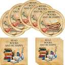 Book Birthday Party Supplies, include 20 Plates and 20 Napkins, for Vintage Book Club Library Reading Party Decorations