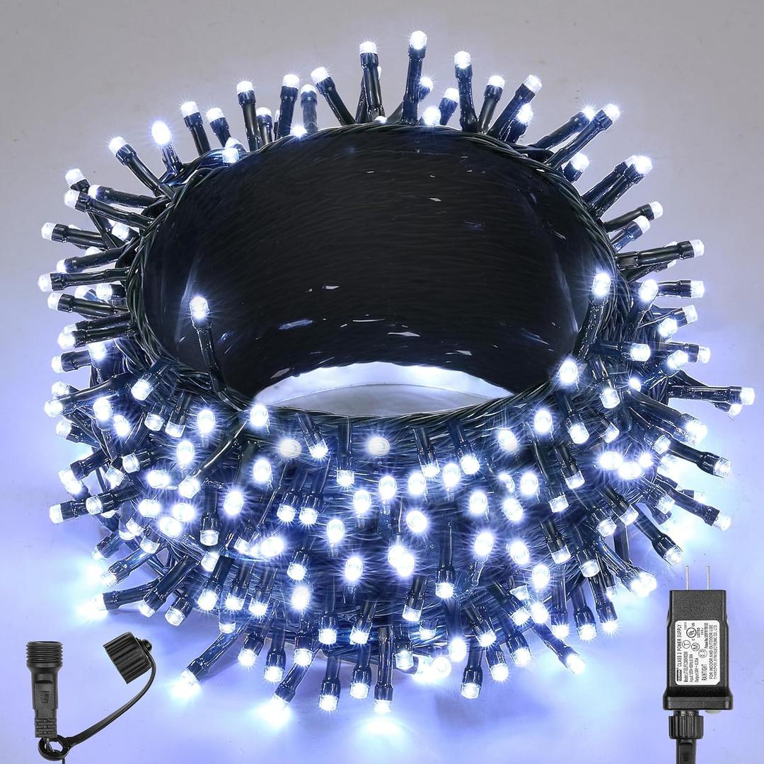 WBao Christmas Lights Indoor Outdoor 300LED 108ft, Super Bright LED Christmas String Lights with UL Certified, 8 Modes, Timer, Connectable & Waterproof for Trees, Patio, Xmas Party Decor, Cool White
