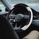 Leather Car Steering Wheel Cover, Non-Slip Car Wheel Cover Protector Breathable Microfiber Leather Universal Fit for Most Cars(White)