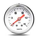 0-15 Psi Fuel Pressure Gauge, 1-1/2" Dial Size, 1/8" NPT Back Mount, Silicone Oil Liquid Filled, Stainless Steel Case, Inline Low Pressure Gauge, for Water Oil Air Pressure Test