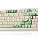 AULA S99 Gaming Keyboard, Wireless Computer Keyboards, Tri-Mode Bluetooth/2.4GHz/USB-C Custom Creamy Keyboard with Number Pad, RGB Backlit Media Knob Cute Programmable Keyboard for PC Gamer - Green