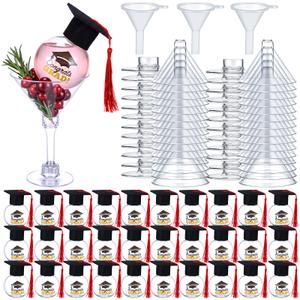Acellegic 30 Sets Graduation Party Favors 2026 Fillable Drink Ornaments with Mini Grad Caps and 5oz Cocktail Glasses, Congrats Grad Party Supplies, Class of 2026 Decorations and DIY Gifts(Red)