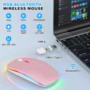 LED Bluetooth Wireless Mouse for MacBook Air Mac Pro Laptop iPad Rechargeable Silent Light-Up Optical Mouse with Jiggler Dual Mode BT5.2 & USB-A/USB-C for Students, Kids, Girls, Boys Rose Gold