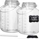 1 Gallon Super Wide Mouth Glass Jars with Airtight Lids,2 Pack Gallon Mason Jars Glass Storage Container for Canning,Pickling,Fermenting