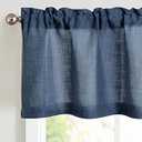 jinchan Linen Valance for Kitchen Living Room Rod Pocket Small Window Curtains Flax Linen Textured Valance Curtains Farmhouse Country Rustic Window Treatments 1 Panel 18 Inch Indigo Blue