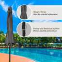 HealSmart 9ft Patio Umbrella with Push Button Tilt/Crank, Outdoor Table Market Yard Umbrella with 8 Sturdy Ribs for Garden, Backyard, Deck, Pool, Grey