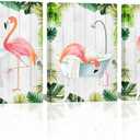 Biuteawal 3 Piece Flamingo Wall Art Bathroom Picture Decor Palm Leaves Green Tropical Plant Prints Framed Posters Artwok Home Kids Rooms Decoration