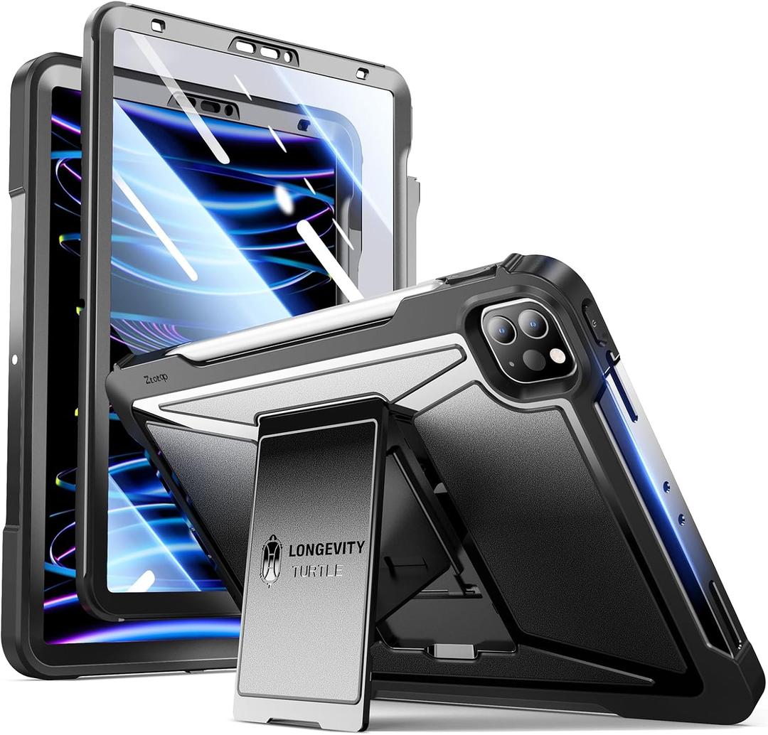 ZtotopCases for iPad Pro 11 Case 4th/3rd/2nd Generation 2022/2021/2020 with Pencil Holder, Full Body Protective Rugged Cover with Built-in Screen for iPad Pro 11 Inch iPad Case 4th/3rd/2nd Gen, Black