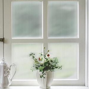 VELIMAX Reeded Glass Privacy Film, Frosted Window Vinyl, 3D Decorative Window Decals Non Adhesive for Bathroom Living Room 29.5x78.7 inches