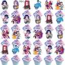 25Pcs Demon Movie Hunters Cake Decorations with 24pcs Cupcake Toppers, 1pcs Happy Birthday Cake Topper, Cartoon Themed Party Supplies, Perfect for Birthday Party Decorations