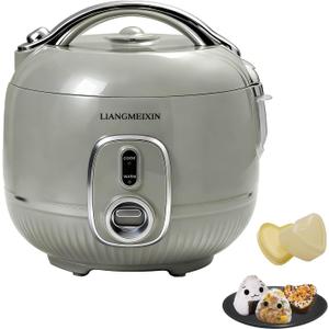 Durable Rice Cooker Small 3-Cup (Uncooked)/6-Cup (Cooked) for 1-3 People, 1 Quart Non-stick Mini Rice Cooker, Perfect for White/Brown Rice, Porridge, Soup, and Hot Pot, Auto Keep Warm 12 hours(Sage Green)