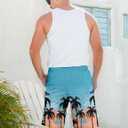 Goodstoworld Mens Swim Trunks with Compression Liner 9'' Inseam Quick Dry Swimsuit Shorts M-3XL (Large, Hawaiian Blue)