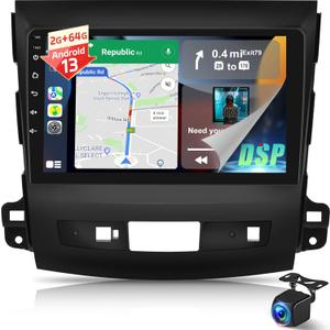 [2+64G] Android Radio for Mitsubishi Outlander 2/Peugeot 4007/Citroen C-Crosser 2008-2015, 9 inch Touchscreen Stereo - Wireless Carplay & Android Auto, DSP, WiFi, GPS, Mirror Link + AHD Backup Camera