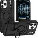 iPhone 17 Pro Max Case with 360° Spin Magnetic Stand Ring Holder, Fit for Mag-Safe, 16FT Mil-Grade Shockproof Dropproof Tough Rugged Protective Case Cover for iPhone 17 Pro Max (6.9 inch), Black