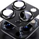 Uyiton for iPhone 13 Pro/iPhone 13 Pro Max Camera Lens Protector, [Strong Adsorption] [Drop Protection] Metal Ring Tempered Glass Rear Camera Screen Cover - Graphite