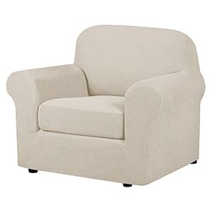 H.VERSAILTEX 2-Pieces Armchair Cover Chair Slipcovers with Arms Furniture Protector Cover Fit Armchair Width Up to 47 Inch, Jacquard Spandex Couch Covers Armchair Slipcover - Island Fossi, Chair