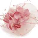 Cizoe Fascinators Hats for Womens 50s Headwear with Veil Flower Cocktail Wedding Tea Party Church Derby Hat (Purple)