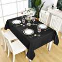 Black Rectangle Tablecloth Waterproof Stain Resistant Wrinkle Free Table Cloth 210GSM Polyester Wipeable Table Cover for Party, Banquet, Indoor and Outdoor - Rectangular/Oblong, 52 x 70 inch