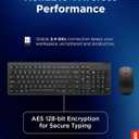 Lenovo Essential Wireless Combo Keyboard & Mouse Gen 2 US English, 2.4 GHz Wireless USB Connection, AES-128 Encryption for the Keyboard, Full-Size Right or Left Hand Optical Sensor Mouse, Black