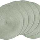 AHHFSMEI Round Braided Placemats 15 Inch Round Table Mats for Dining Tables Natural Woven Heat Resistant Place mats Set of 6 (Sage Green)
