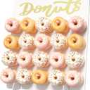 Wooden Donut Wall Display Stand - Holder for 20 Doughnuts, Board for Grow Up Party, Birthday, Wedding, Baby Shower Decorations (White) (19.3x21.6 inch)