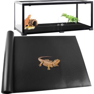 24  118" Large Reptile Carpet,Bearded Dragon Tank Accessories,Reptile Mat, Leopard Gecko Substrate,Bearded Dragon Tank Flooring,Snake,Tortoise Bedding(24"  118 ", 1 PCS Black Thicker Mat)