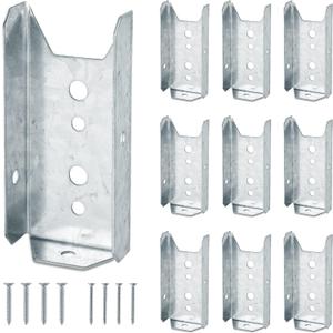 LukLoy 10 Pack 2x4 Brackets for Wood Rail, Fence Brackets Repair Kit Galvanized, Deck Railing Bracket Connectors for 2"4"(Actually 1.5"x3.5") Wood Post, Includes 70PCS 304 Stainless Steel Screws