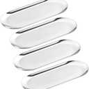 4 Pcs 7 Inch x 3.3 Inch Trinket Tray, Silver Stainless Steel, for Serving Trays Towel Storage Dish Plate Tea Fruit Trays Jewelry Plate Decorative Storage Tray