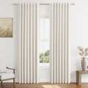 Guken Blackout Curtains 84 Inch Length 2 Panels Set for Living Room Bedroom Back Tab Thermal Insulated 100% Black Out Linen Drapes Room Darkening Window Curtains 84 Inches Long,Beige White