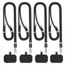 POHFP 4 Sets Black Cell Phone Lanyard, Adjustable Crossbody Cell Phone Lanyard, Adjustable Anti Theft Phone Strap, Neck Lanyard for Keys ID Badges Phones Wallet etc. (No Phone Case)