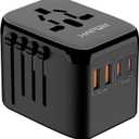 Universal Travel Adapter, PD20W International Power Adapter, 2 USB-C & 2 USB-A Fast Charging Travel Charger, All in One Worldwide Travel Plug Adapter, Outlet Adapter for Europe EU UK USA AU