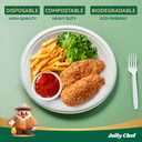 JOLLY CHEF Compostable Heavy Duty Plates [ ] Eco-Friendly Disposable White Uncoated Paper Plates Bagasse Sugarcane Biodegradable for Hot Cold Food Party Dinner Weddings, 300 Count