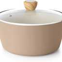 SENSARTE Ceramic Nonstick Stock Pot with Lid, 2.6/4.5/6.6/8.5 QT Soup Pot Casserole Pot, Non-toxic Healthy Pasta Pot, Large Cooking Pot Stew Pot, Induction Compatible, PFOA PFAS PTFE Free, Taupe