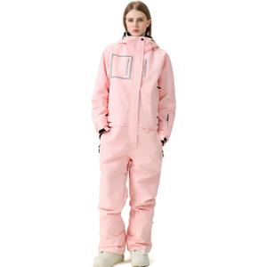 WOWULOVELY Women's Ski Suit One Piece Snowsuits Jumpsuits Windproof Waterproof Warm Breathable Snowsuit for Snow Sports (Medium, Pink)